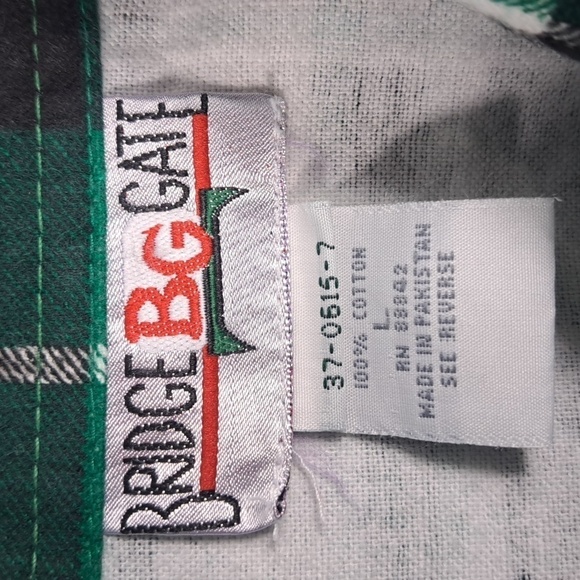 Bridge Gate Women's green & white plaid flannel nightwear button-up shirt - Picture 6 of 6